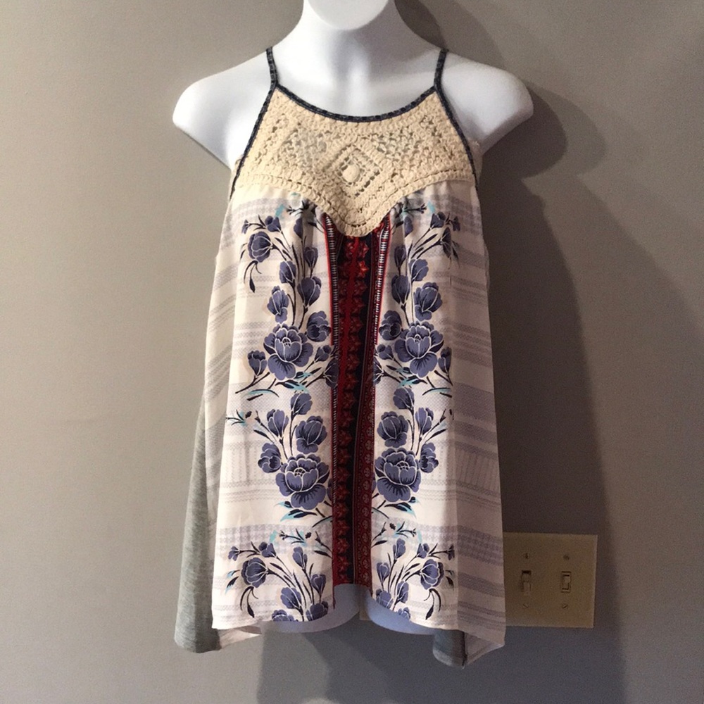 Altar’d State Crochet Neck Tank Top Size Small
